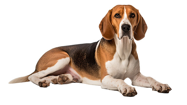 American Foxhound dog isolated on a transparent background