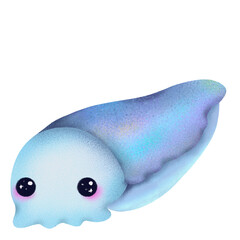 Cute cuttlefish on white background Hand drawn
