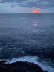 Moon rising over the ocean on Monhegan Island, Maine