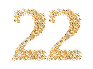 Number 22 glitter gold render