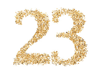 Number 23 glitter gold render