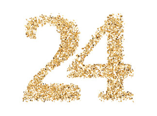 Number 24 glitter gold render