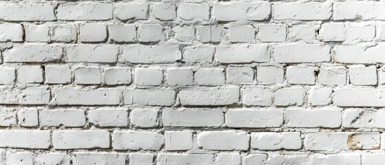 Abstract white brick wall texture for pattern background. wide panorama picture.