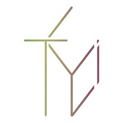 Beautiful multi-colored line drawing, Symbol design with letters Y, E, T, I Logo pattern.