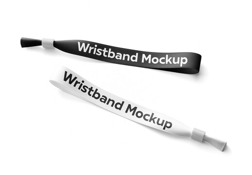 Mockup of two customizable wristbands on background