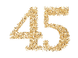 Number 45 glitter gold render