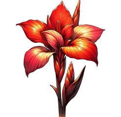 Watercolor Canna flower png illustration, Generative AI