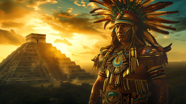 Portrait of an ancient Aztec king. Aztecs, Aztec civilization