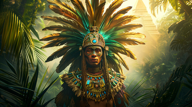 Portrait of an ancient Aztec king. Aztecs, Aztec civilization