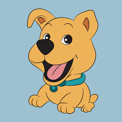 dog happy and funny character cute vector drawing 