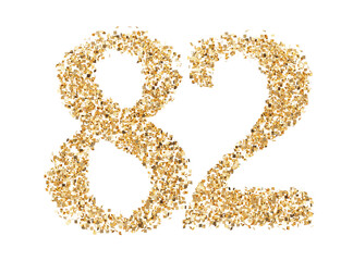 Number 82 glitter gold render