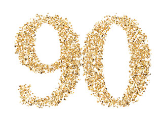 Number 90 glitter gold render