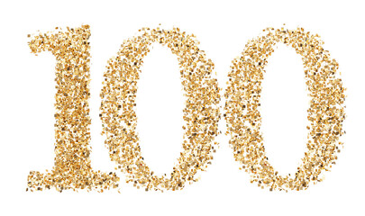 Number 100 glitter gold render