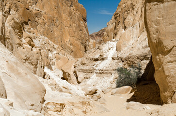 high rocky mountains in canyon in Egypt Dahab South Sinai