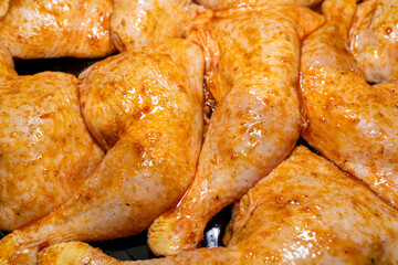 Background with marinated chicken meat