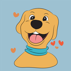 dog happy and funny character cute vector drawing 
