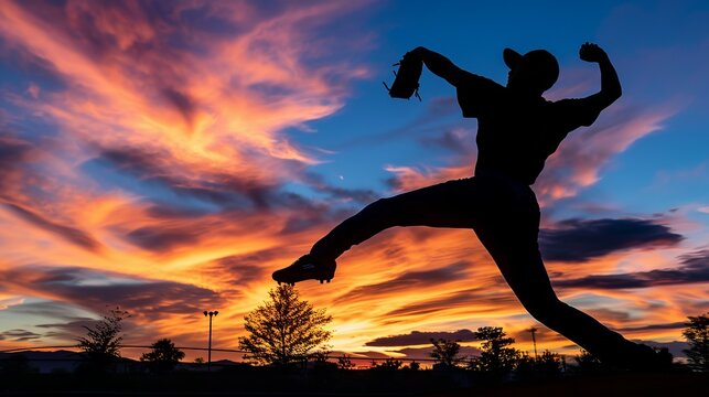 The Beauty of the Game: Colorful Sunset and Athlete's Silhouette