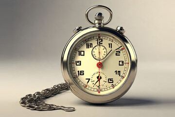 Vintage pocket stopwatch. 3D render conveying 'time is money.' Symbolizes value, urgency. Perfect for time management concepts.