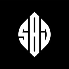 SBJ circle letter logo design with circle and ellipse shape. SBJ ellipse letters with typographic style. The three initials form a circle logo. SBJ circle emblem abstract monogram letter mark vector.