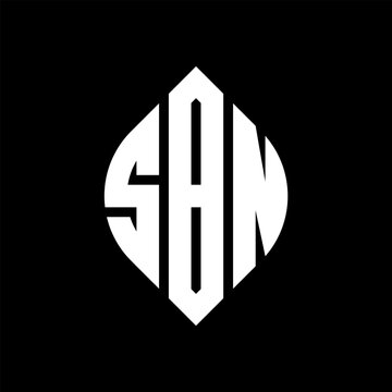 SBN circle letter logo design with circle and ellipse shape. SBN ellipse letters with typographic style. The three initials form a circle logo. SBN circle emblem abstract monogram letter mark vector.