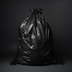 a large plastic garbage bag is shown in black