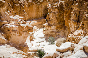 top view of the canyon in the desert in Egypt Dahab South Sinai