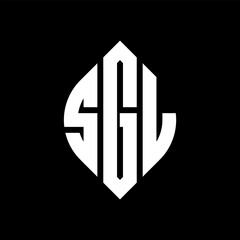 Obraz premium SGL circle letter logo design with circle and ellipse shape. SGL ellipse letters with typographic style. The three initials form a circle logo. SGL circle emblem abstract monogram letter mark vector.