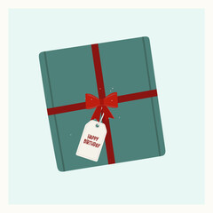 Flat Design Happy Birthday  Illustration with Ribbon, Present