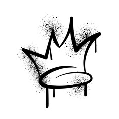 Spray painted graffiti crown isolated on white background. Black and White street art style element. Urban style vector illustration © MonkeyS