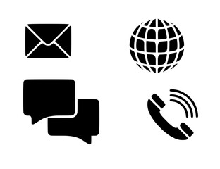 Black and white icons, communication icons and the Internet