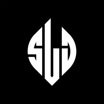 SLJ circle letter logo design with circle and ellipse shape. SLJ ellipse letters with typographic style. The three initials form a circle logo. SLJ circle emblem abstract monogram letter mark vector.