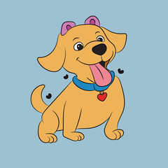 dog happy and funny character cute vector drawing 