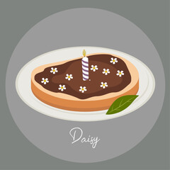 Flat Design Illustration with  Daisy,Chocolate and Slice Bread