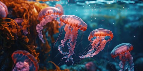 pretty aquamarine life bioluminescence jellyfish