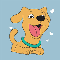 dog happy and funny character cute vector drawing 