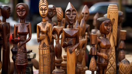 Wood Carvings Maputo Mozambique - obrazy, fototapety, plakaty