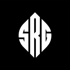 Obraz premium SRG circle letter logo design with circle and ellipse shape. SRG ellipse letters with typographic style. The three initials form a circle logo. SRG circle emblem abstract monogram letter mark vector.