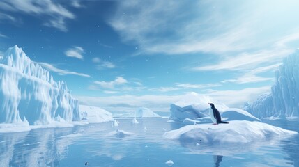 Penguin in Ice - obrazy, fototapety, plakaty