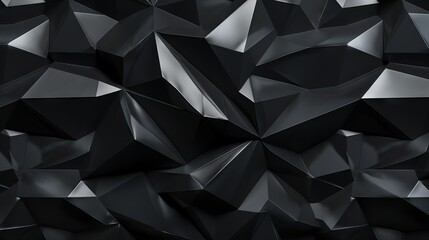 Abstract Black Crystal Background with Faceted Texture AI Generated - obrazy, fototapety, plakaty