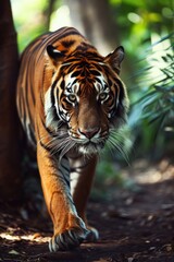 Sumatran tiger (Panthera tigris sumatrae) beautiful animal and his portrait