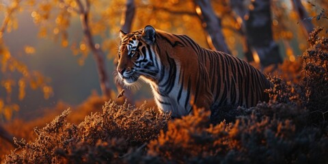 Fototapeta na wymiar Wildlife India. Indian tiger, wild animal in the nature habitat, Ranthambore NP, India. Big cat, endangered animal