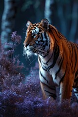 Obraz premium Wildlife India. Indian tiger, wild animal in the nature habitat, Ranthambore NP, India. Big cat, endangered animal
