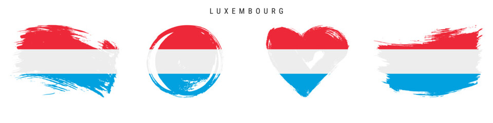 Luxembourg hand drawn grunge style flag icon set. Free brush stroke flat vector illustration isolated on white