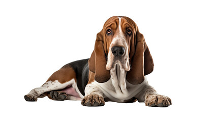 Basset Hound dog isolated on a transparent background - obrazy, fototapety, plakaty