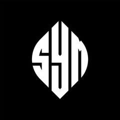 SYM circle letter logo design with circle and ellipse shape. SYM ellipse letters with typographic style. The three initials form a circle logo. SYM circle emblem abstract monogram letter mark vector.