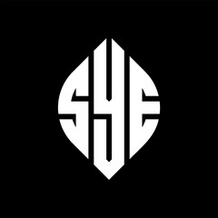 Obraz premium SYE circle letter logo design with circle and ellipse shape. SYE ellipse letters with typographic style. The three initials form a circle logo. SYE circle emblem abstract monogram letter mark vector.