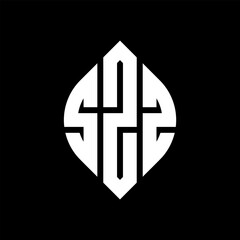 Fototapeta premium SZZ circle letter logo design with circle and ellipse shape. SZZ ellipse letters with typographic style. The three initials form a circle logo. SZZ circle emblem abstract monogram letter mark vector.