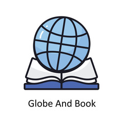 Globe And Book vector filled outline doodle Design illustration. Symbol on White background EPS 10 File
