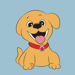 dog happy and funny character cute vector drawing 