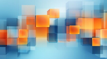 Abstract Blue and Orange Background with Squares AI Generated